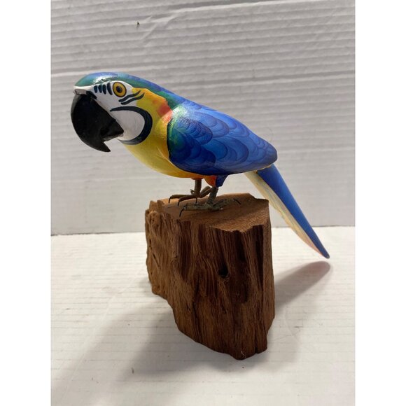 Vintage Brazilian Hand- Crafted Parrot 11" Marked - Picture 13 of 16